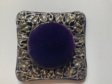 Sterling Silver Sewing Pin / Hat Pin Cushion Circa 1910.