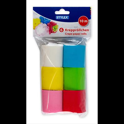 STYLEX Kreppband 6 Krepprollen Deko Krepppapier Krepp Papier 14022 Krepp-Bänder