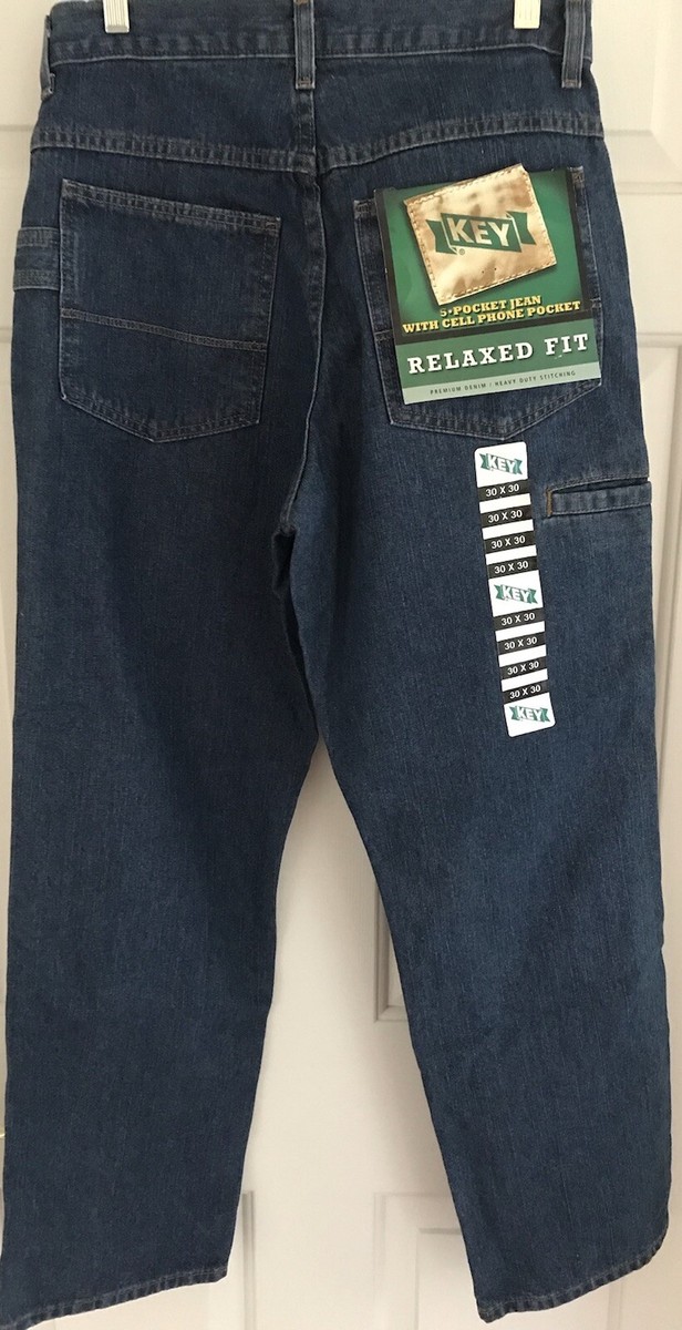 KEY Dungaree Denim Jeans Mens 30x30 Dark Wash Carpenter