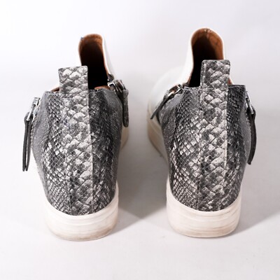 靴 Snake Reptile Snake Skin Shoes Sneakers w/ Zippers Women's 5 1/2M White