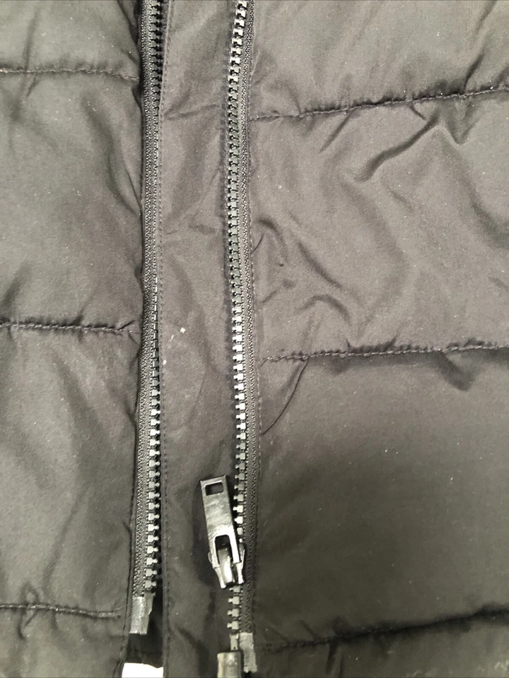 Gap Kids Girls Size Small Long Hooded Puffer Jacket Full Zip Fleece Lined Black - Image 3 of 4