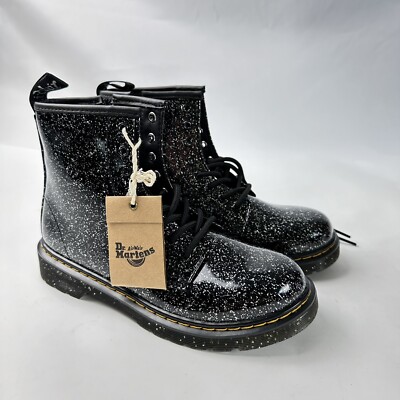 Martens Black Sparkle Cosmic Glitter 1460 J Lace Up Womens