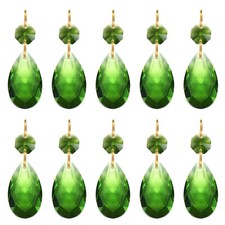 Teardrop Crystal Chandelier, 10 Pack 60mm Length Prisms Part Green