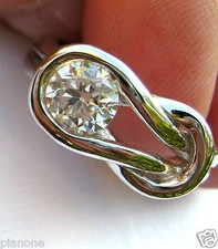 2.10 Ct White Cubic Zirconia CZ Sterling Silver Love Knot Ring Round Brilliant