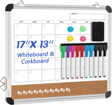 Pizarra calendario blanca magnetica de 17x13in marcador borrador chinchetas
