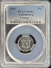 1965 Luxembourg 25 Centimes PCGS MS63