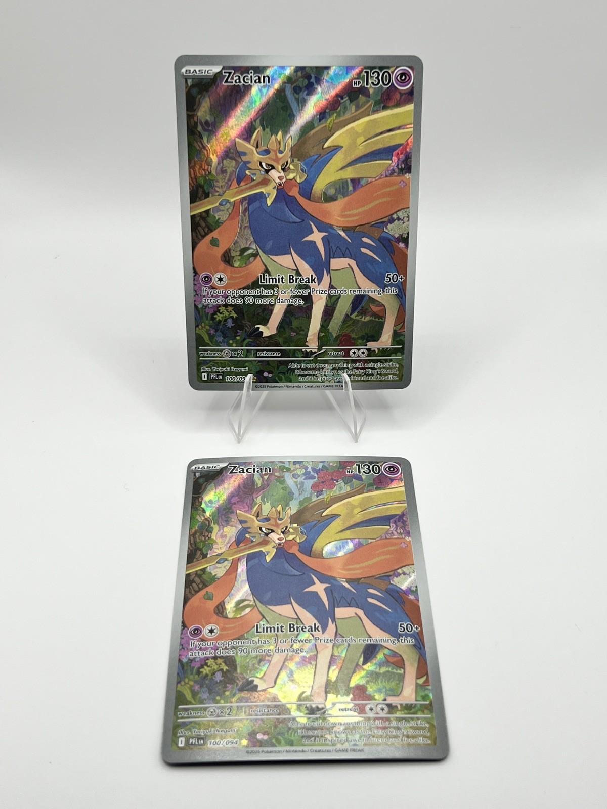 Pokémon Zacian 100/094 Me02: Phantasmal Flames Illustration Rare Holo Card