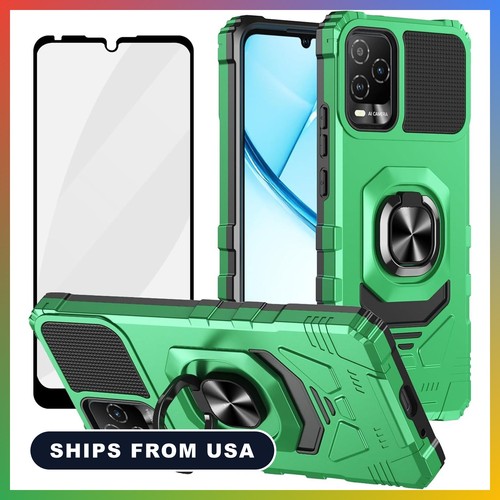 for Tracfone BLU View 5 Pro Kickstand Case, Screen Protector-Green