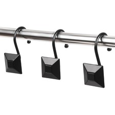Resze Decorative Square Shower Curtain Hooks,Heavy Duty Solid Shower Curtain Rin
