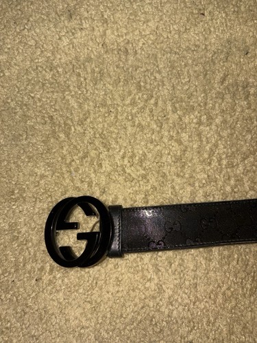 Gucci Black Leather Belt GG Size 85-34