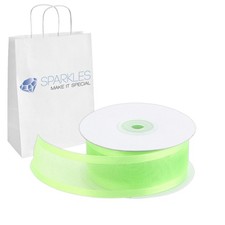Organza Ribbon 1.5" Wide 25 Yd Yard Roll - Apple Green - Satin Edging Solid zz