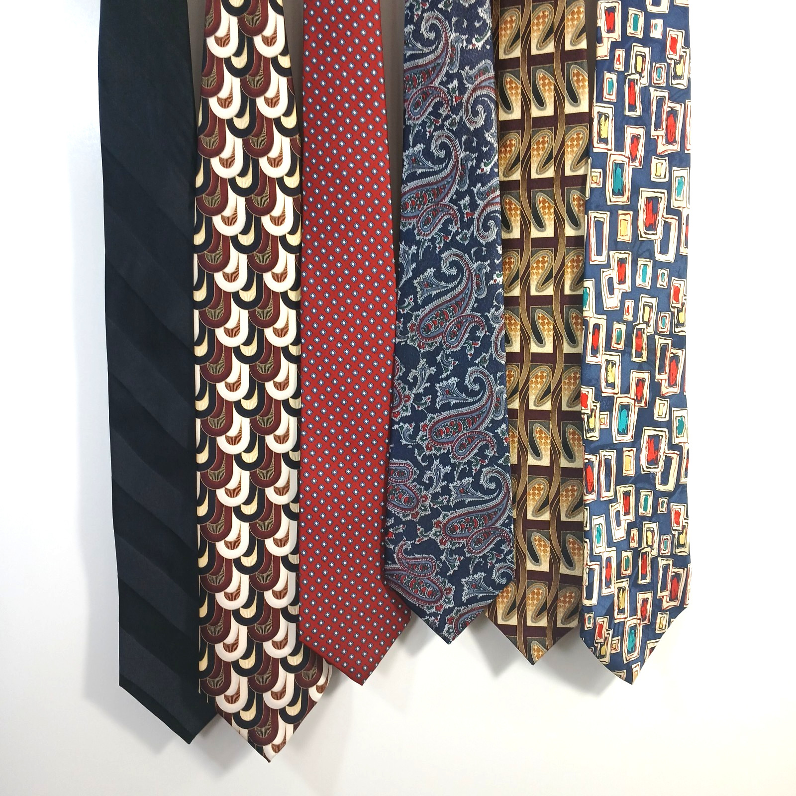 Vintage & Contemporary Mens Silk Neck Ties Mixed Patterns Lot of 6
