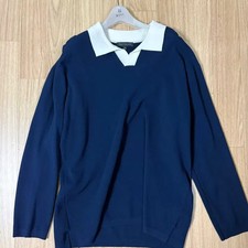 Spao Men's Navy Collar Knit Sweater - Size XL, New