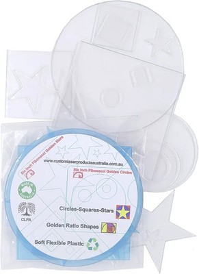 CLPA 15-Piece Clear Plastic Craft Shape Set   Circles, Squares & Stars for Art