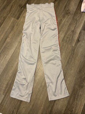 NWT Adult Champro Open Bottom Baseball Gray Pants w/ Scarlet Piping Size S