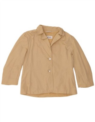 Max Mara Damen Blazer Jacke 2 Knöpfe UK 14 Large Beige Polyester CD04