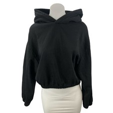 Zara Women's Black Yoga Athletic Activewear Crop Sweater Hoodie Sweatshirt Top L