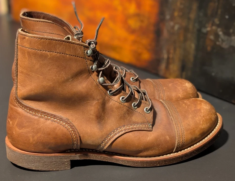 Red Wing 8111 Iron Ranger 琥珀色束带皮革踝靴 11.5 D 码 — 第 2/4 张图片