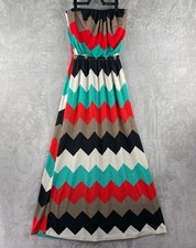 Windsor Womens Strapless Maxi Dress Chevron Multicolor Size Small Formal
