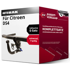 Anhängerkupplung abnehmbar + E-Satz 7pol universell für Citroen DS4 05.2011- neu
