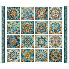 Bohemian Sunrise By Quilting Treasures - White Medallion Patches Panel  31088-Z