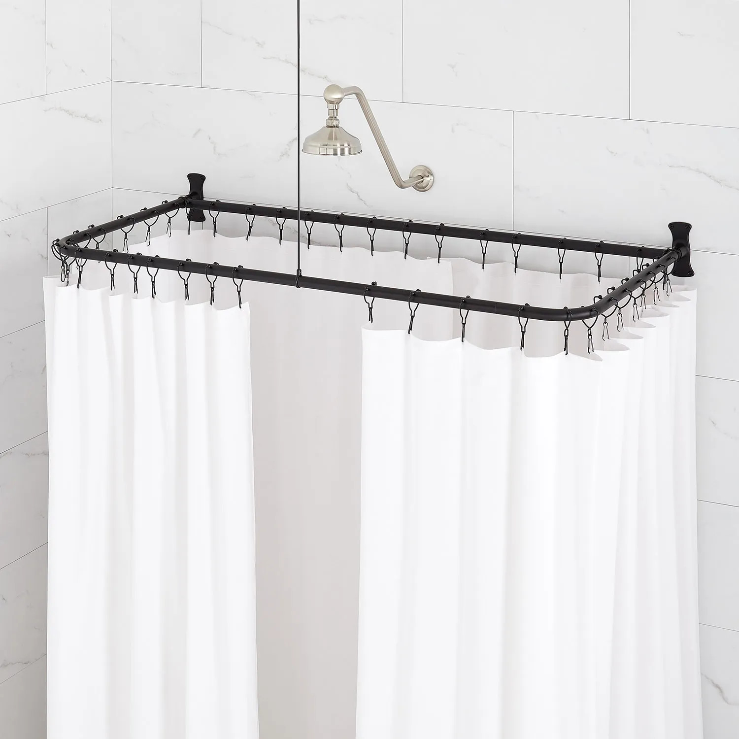 Signature Hardware 466796 54 x 27 Rectangle Brass Shower Rod Matte Black 31590₽