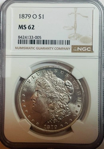 1879 O Morgan Silver Dollar - NGC MS 62 - Very  Nice White Coin