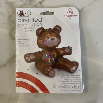 Teddybär Happy Birthday Folienballon sitzend Bär Design Airfill ohne Helium