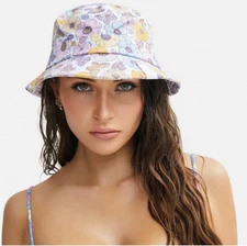 NWT Frankies Bikinis Jax Multicolor Floral Bucket Hat Pink Daisy M/L