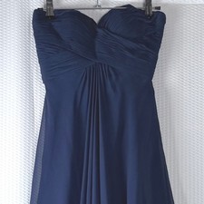 Faviana Navy Blue Strapless Gown Chiffon Bridesmaid Dress XS 00 Formal Fit Flare