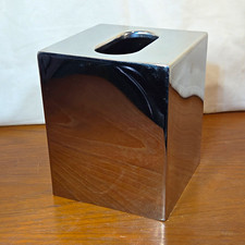 Linens 'n Things Vintage Tissue Box Cover Stainless Steel Square Silver MCM