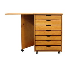 Adeptus Jela Solid Wood 7 Drawer Gate Leg Roll Cart Desk - - Scratch & Dent