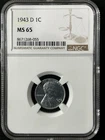 1943-D  1C Lincoln Wheat One Cent  NGC MS65  8671268-055