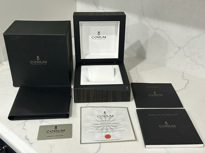 New! Genuine CORUM Admiral's Cup Wood Watch Box, Book, Card, Wallet, Certificate
