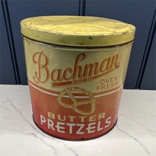 Bachman Butter Pretzels Advertising Tin Yello...