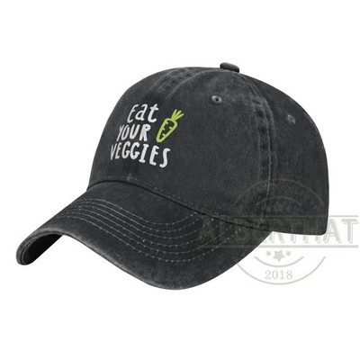 Eat Your Veggies Unisex Denim Hat Adjustable Baseball Cap