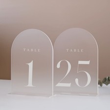 Frosted Arch Table Numbers for Wedding, 25 Pack 5"x7" Frosted Arch Acrylic Si...