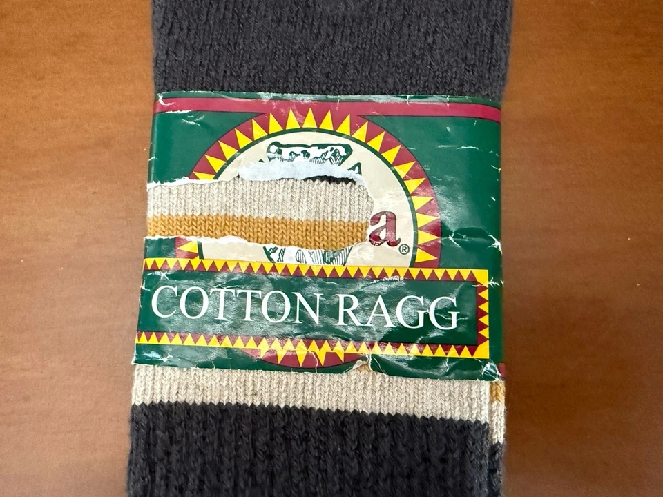 Винтажные мужские Seneca вязание Corp хлопок тряпки полоски носки серый желтовато-коричневый желтый США - Изображение 2 из 4