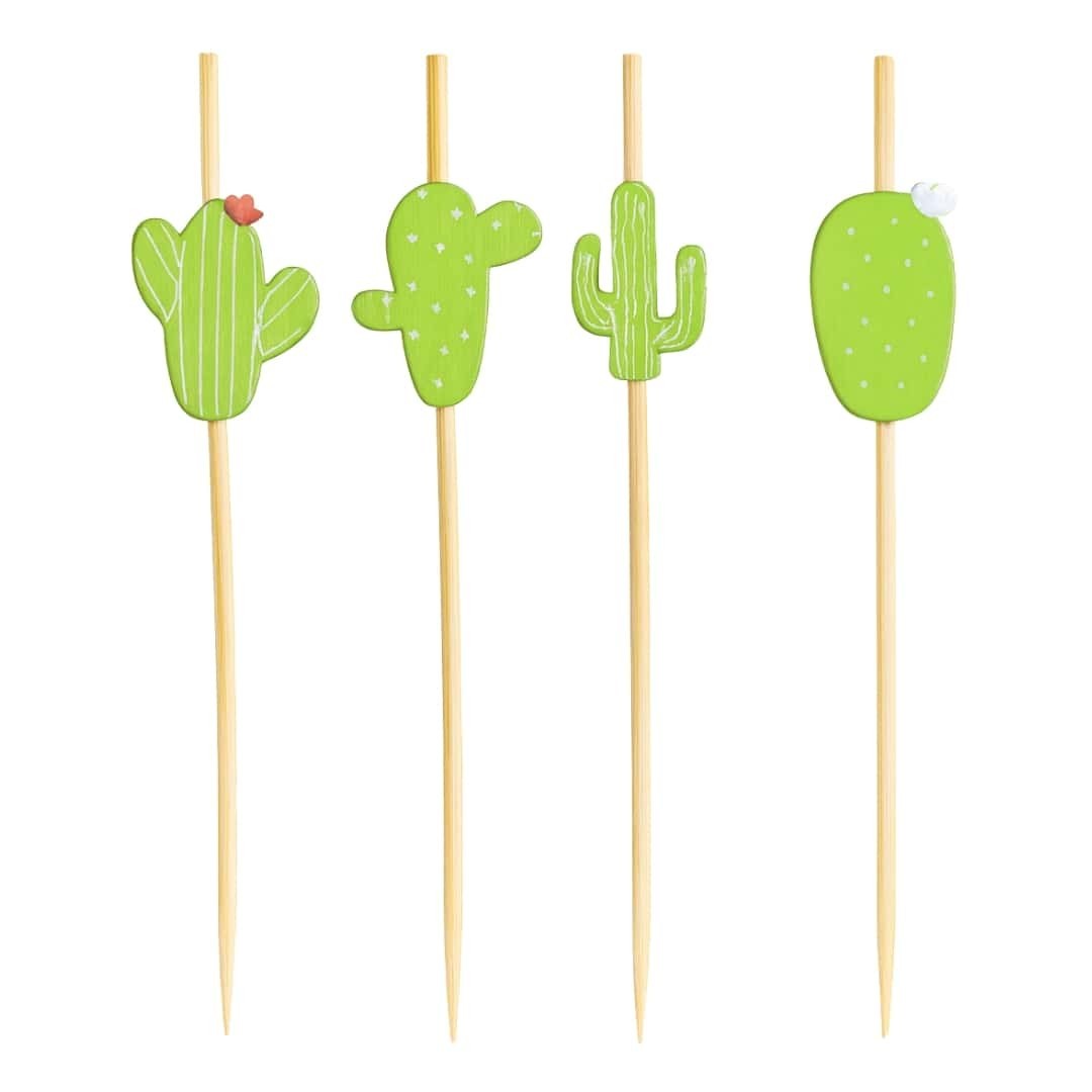 Barbecue Skewers Aperitif Cactus Wood Bamboo 12 CM 100pz Leone - Cocktail