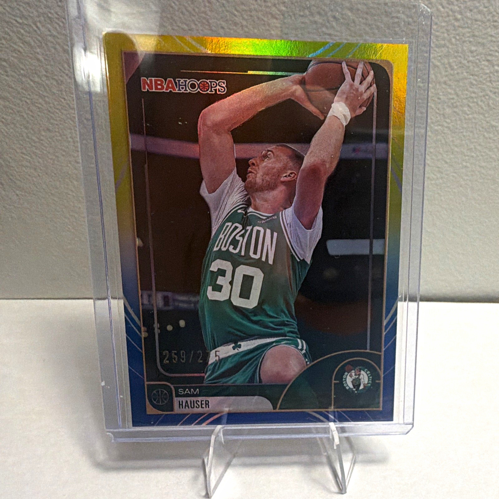 Topps 2025-26 Topps Chrome Sam Hauser #14 Yellow Refractor /275 Celtics