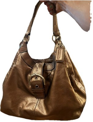 Coach Soho Leather Metallic Bronze Hobo Buckle Shoulder Bag