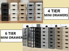 4/6 Tier Mini Storage Drawer Rattan Effect Unit Plastic Organizer  Stationary
