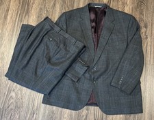 Jack Victor Suit Wool Cashmere Harry Rosen Windowpane Charcoal Grey 54 42x30READ