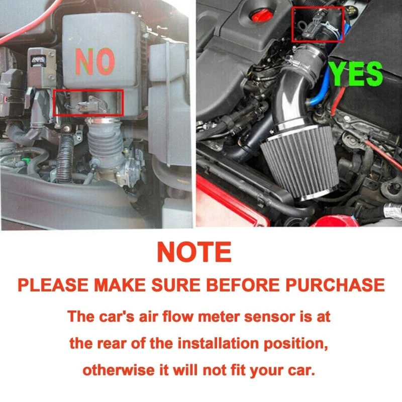 Silver 3" Car Cold Air Intake Filter Induction Kits Pipe Power Flow Hose System - Image 4 of 4