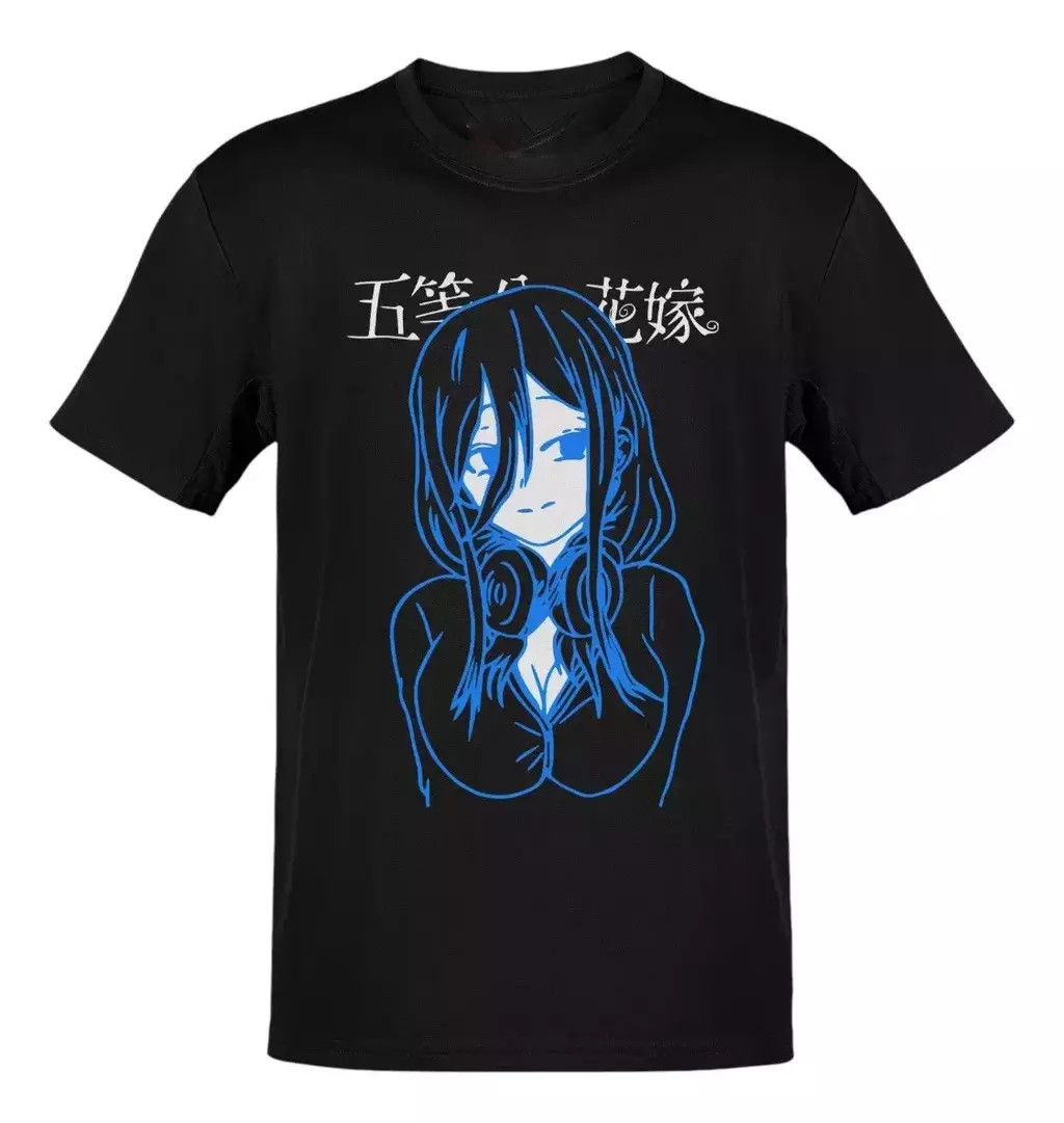 Camiseta Anime Las Quintillizas Miku Nakano Lineas Celestes Talla S - 5XL