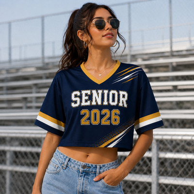 Custom Senior Football Jersey Crop Top, Personalized Graduation  - FREESHIPPING