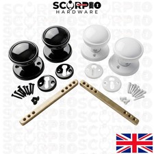 Plastic Rim Mortise Knob Set Shed Gate Door Lock Black/White 50MM with Fixings