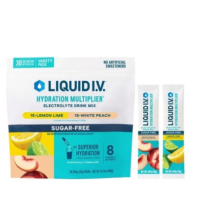 Liquid I.V. Sugarfree Hydration Multiplier Lemon Lime & White Peach - 30 Sticks