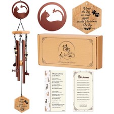 GiftAmaz Cat Memorial Wind Chime, 24 Inch Pet Sympathy Chimes Multicolor