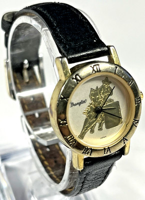 wrangler watch women gold tone PRCA Rodeo in 2005 cowboy figure dial new battery